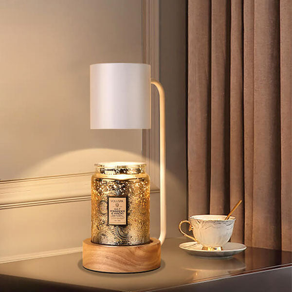 Japanese Minimalist Candle Warmer Lamp | Wooden Base Dimmable – Home Decor, Gift