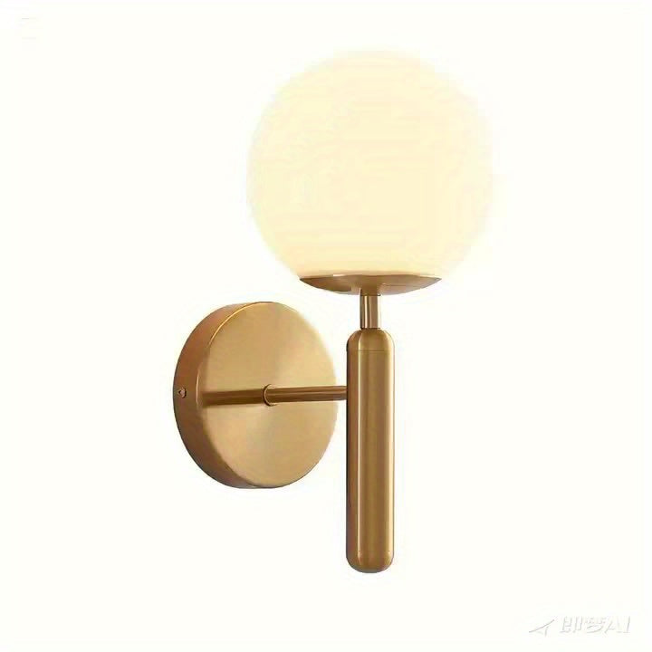 Modern Glass Globe Wall Sconce | Polished Metal Fixture – Home Lighting, Elegant Decor