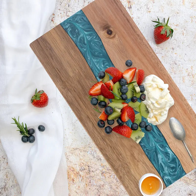 Resin River Cutting Board | Acacia Wood Charcuterie Board – Entertaining, Gift