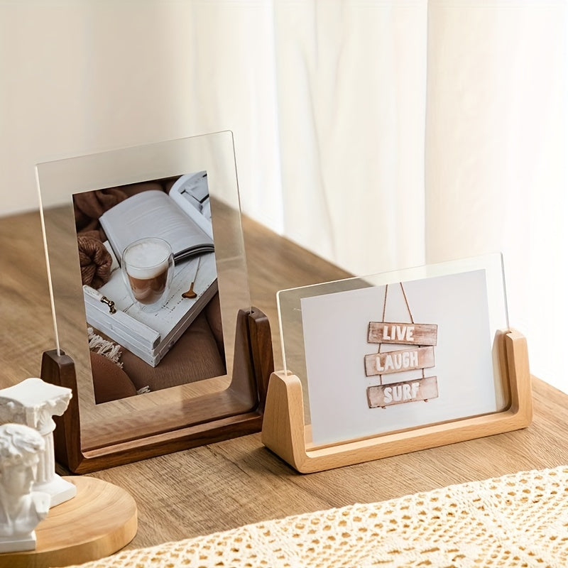 U-Shaped Acrylic & Wood Photo Frame | Modern Minimalist Display – Home Decor, Gift
