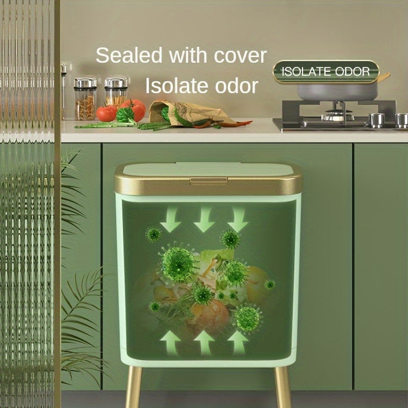 15L Odour-Sealing Trash Can with Elevated Legs – Kitchen, Bathroom