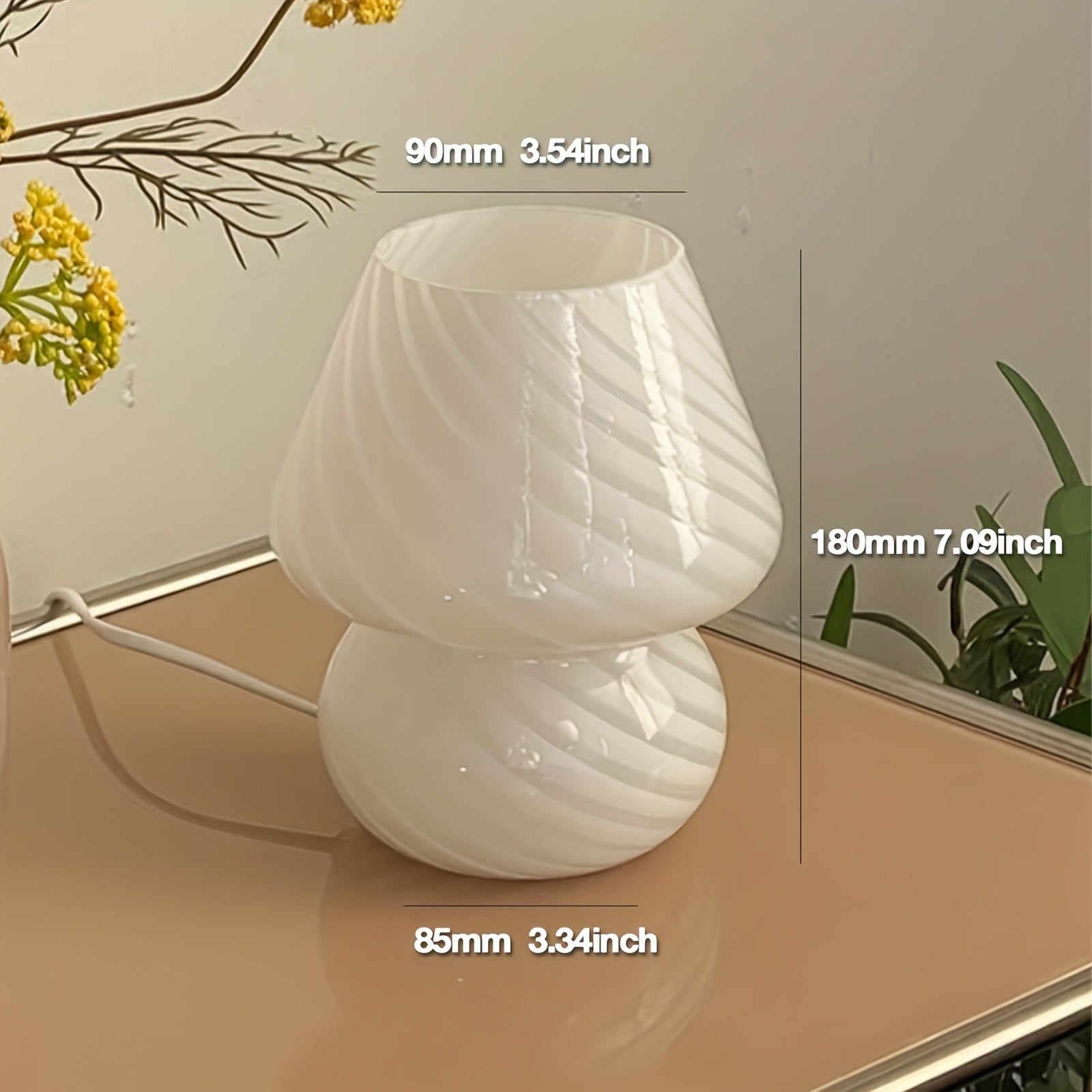Murano-Style Glass Mushroom Lamp | USB Dimmable Table Light – Home Decor, Gift