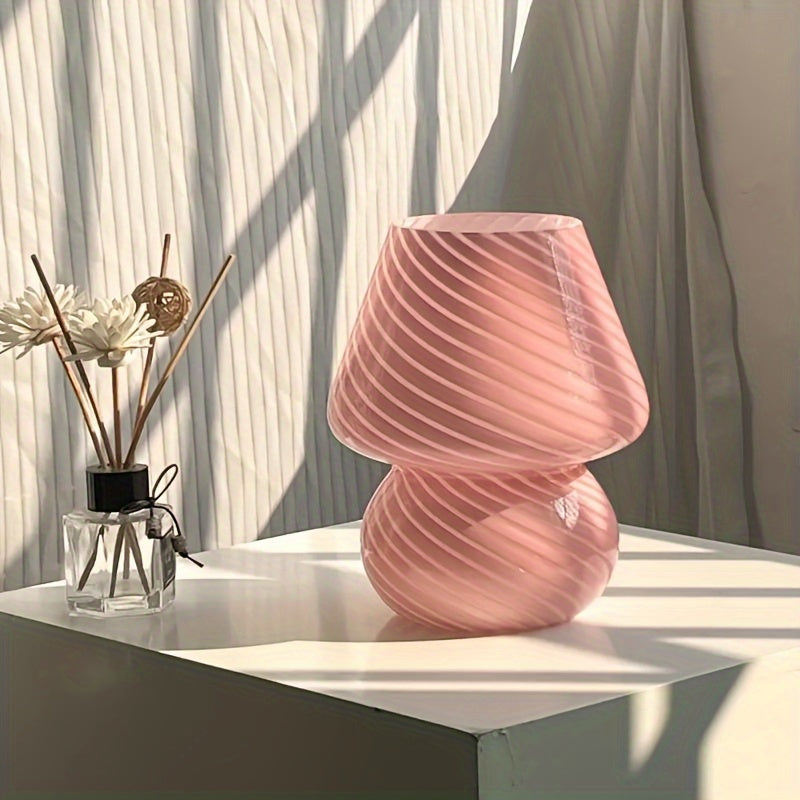 Murano-Style Glass Mushroom Lamp | USB Dimmable Table Light – Home Decor, Gift