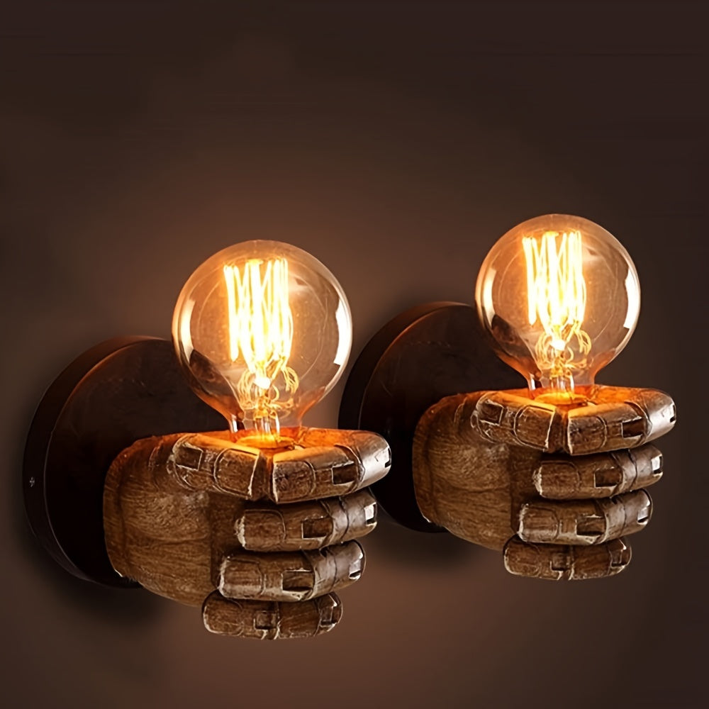 Industrial Hand Wall Lamp Resin E26 Sconce – Home Decor, Ambient Lighting