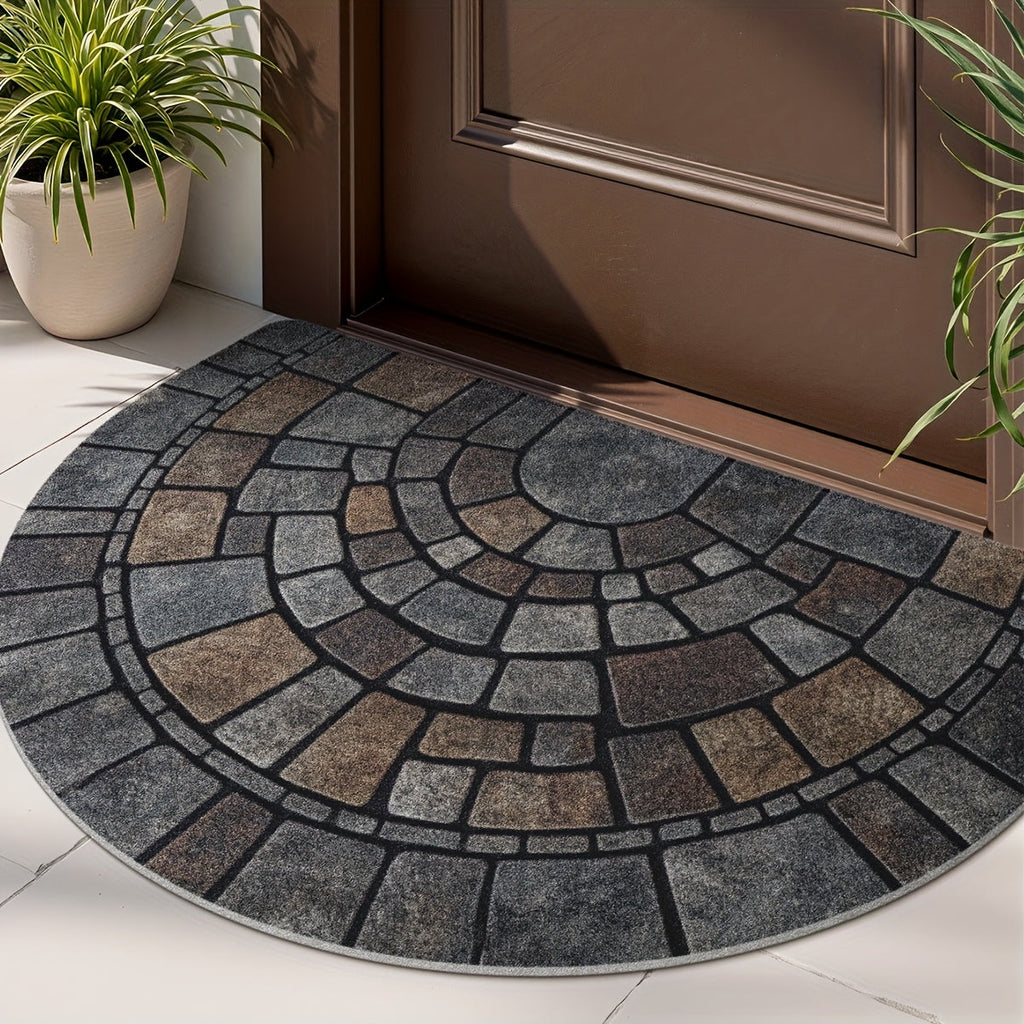 Half-Circle Mosaic Door Mat | Indoor & Outdoor Use – Home Decor, Entryway