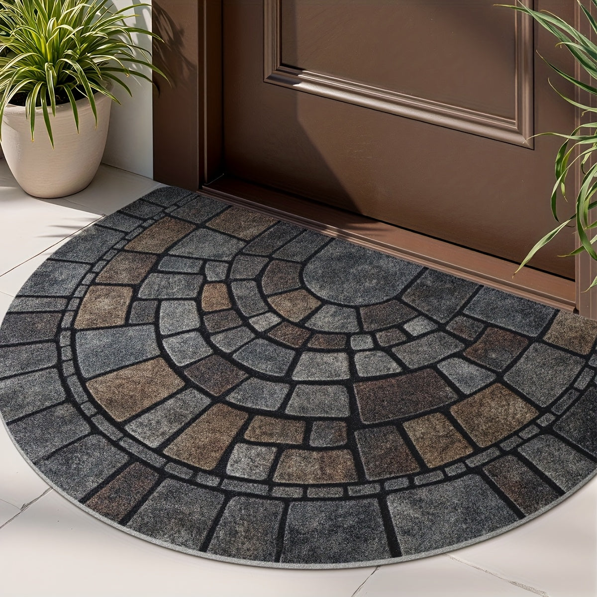 Half-Circle Mosaic Door Mat | Indoor & Outdoor Use – Home Decor, Entryway