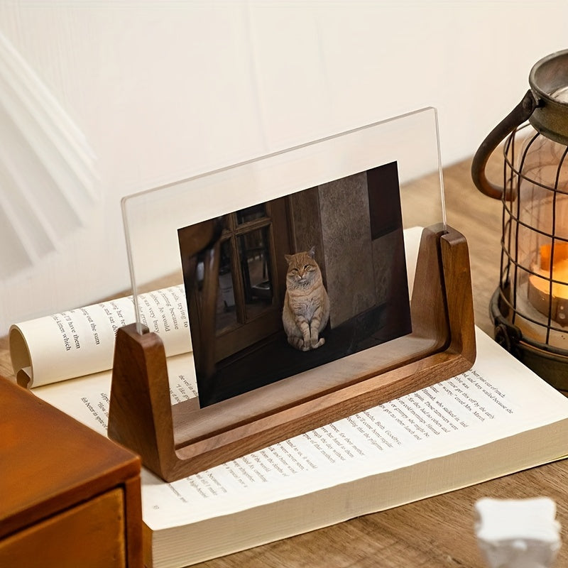 U-Shaped Acrylic & Wood Photo Frame | Modern Minimalist Display – Home Decor, Gift