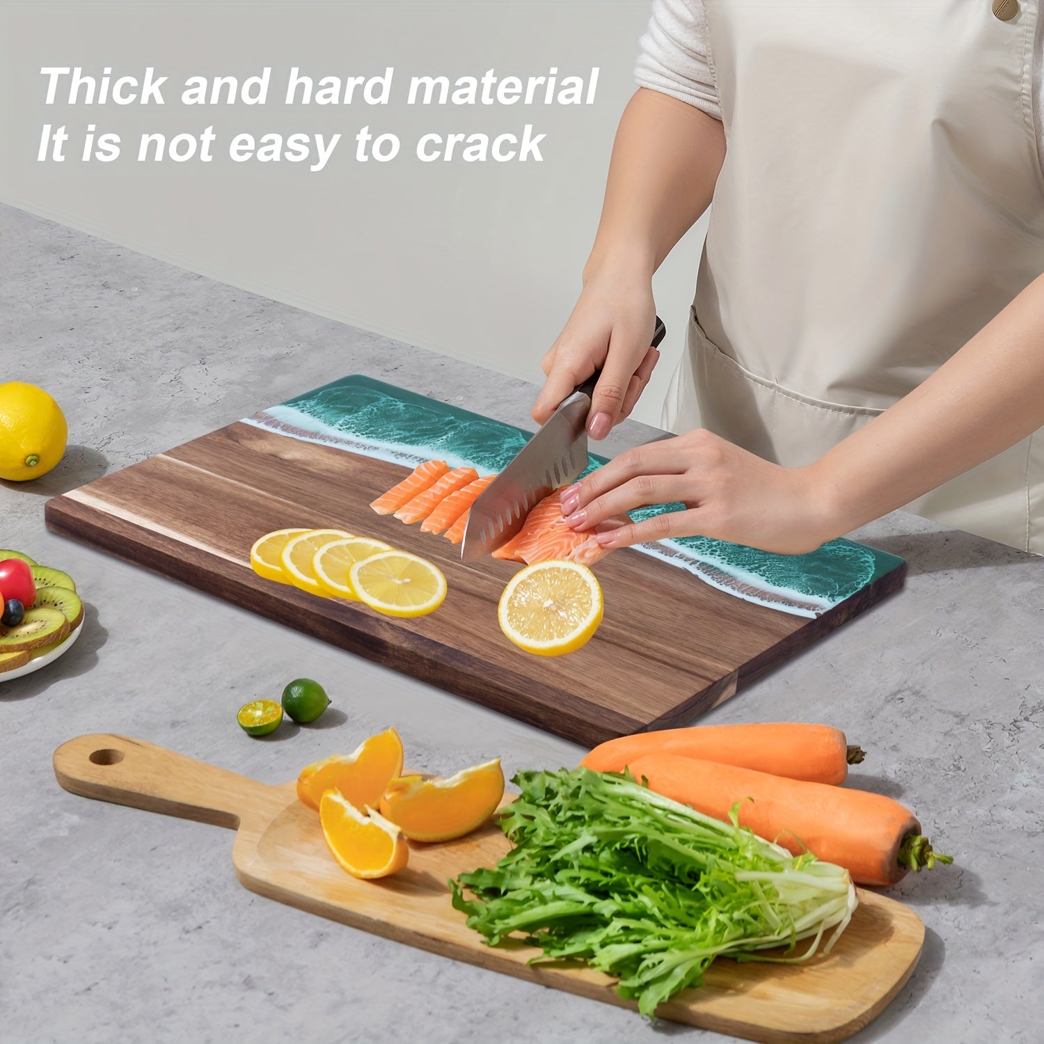 Wave Resin Cutting Board | Acacia Wood Cheese & Serving Board – Kitchen, Dining