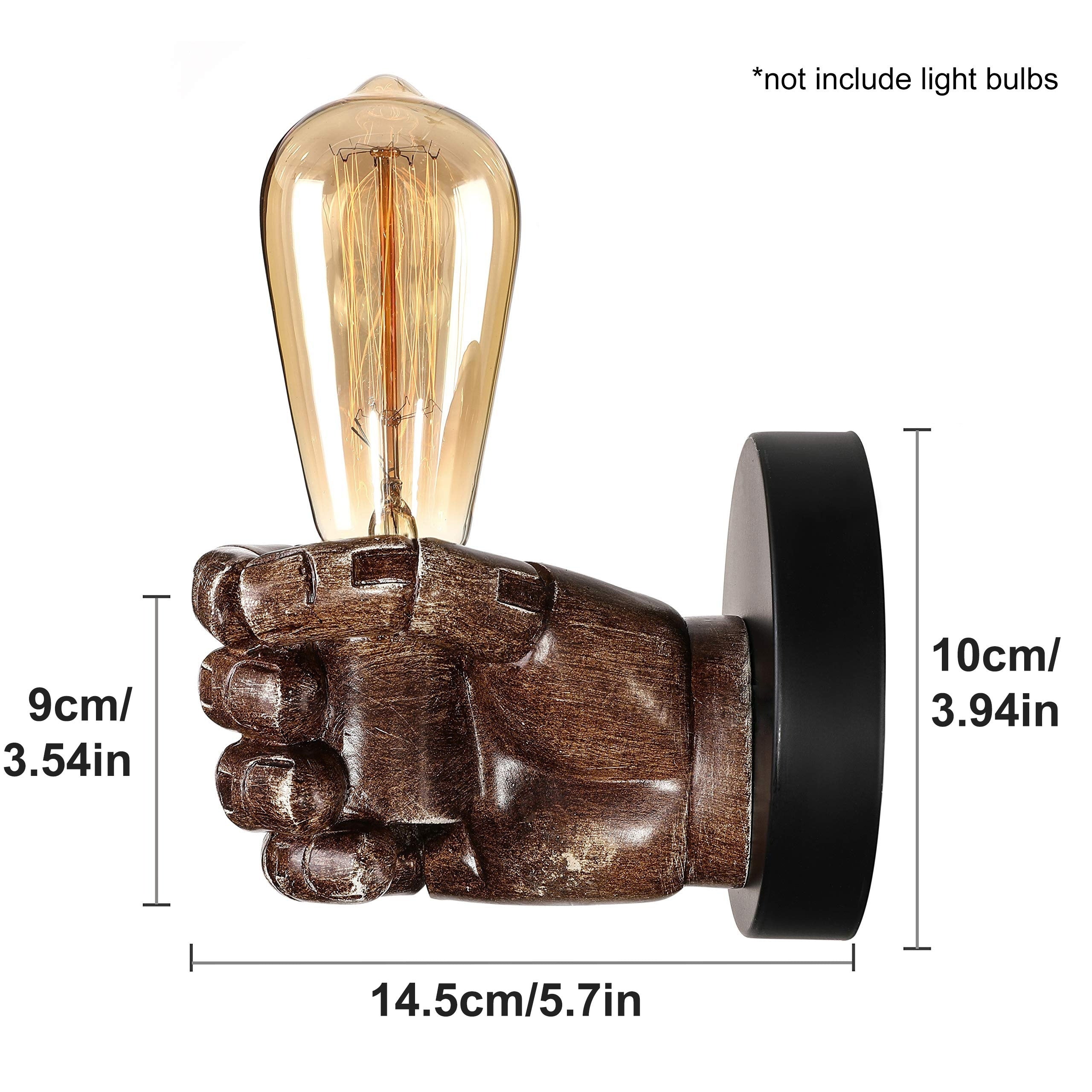 Industrial Hand Wall Lamp Resin E26 Sconce – Home Decor, Ambient Lighting