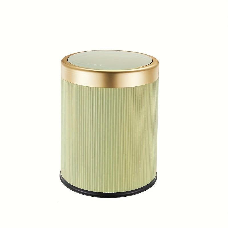 Luxury Oval Trash Can | Press-Top Waste Bin with Dual Inner Bucket – Kitchen, Space-Saving