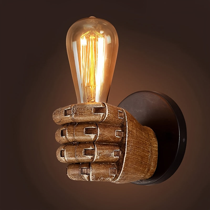 Industrial Hand Wall Lamp Resin E26 Sconce – Home Decor, Ambient Lighting