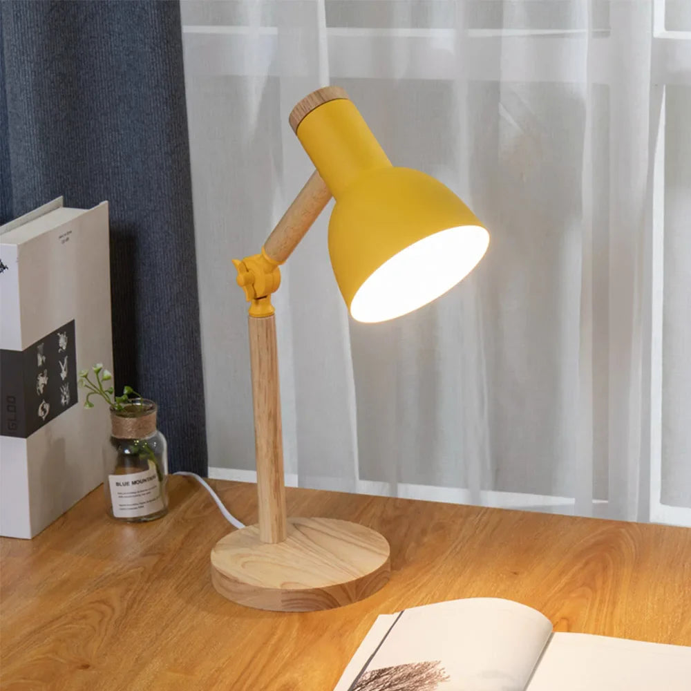 Nordic Desk Lamp | Wooden Adjustable Light – Home Office, Gift