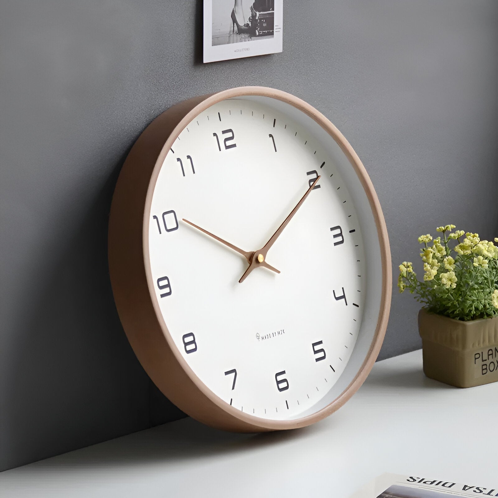 Nordic Wall Clock | Minimalist Wood Frame Design – Home Decor, Gift Idea