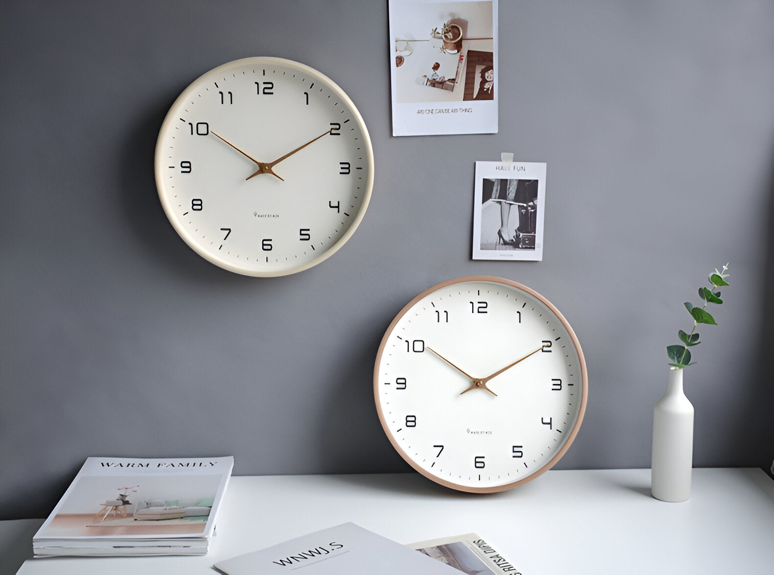 Nordic Wall Clock | Minimalist Wood Frame Design – Home Decor, Gift Idea
