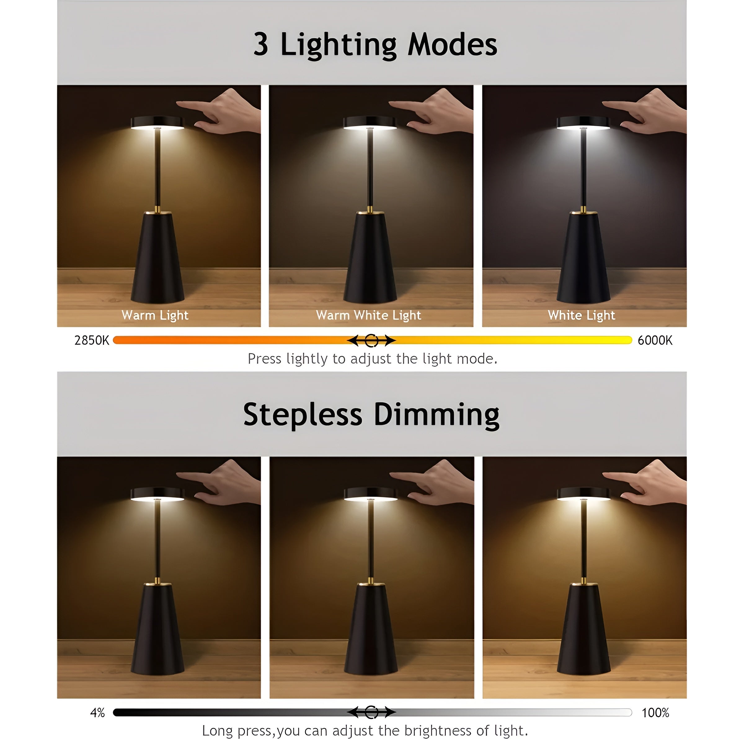 Wireless Rechargeable Table Lamp – Home Office, Gift