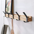 Nordic Coat Rack with Adjustable Dual Hooks in Black & Wood Finish – Entryway, Space-Saving