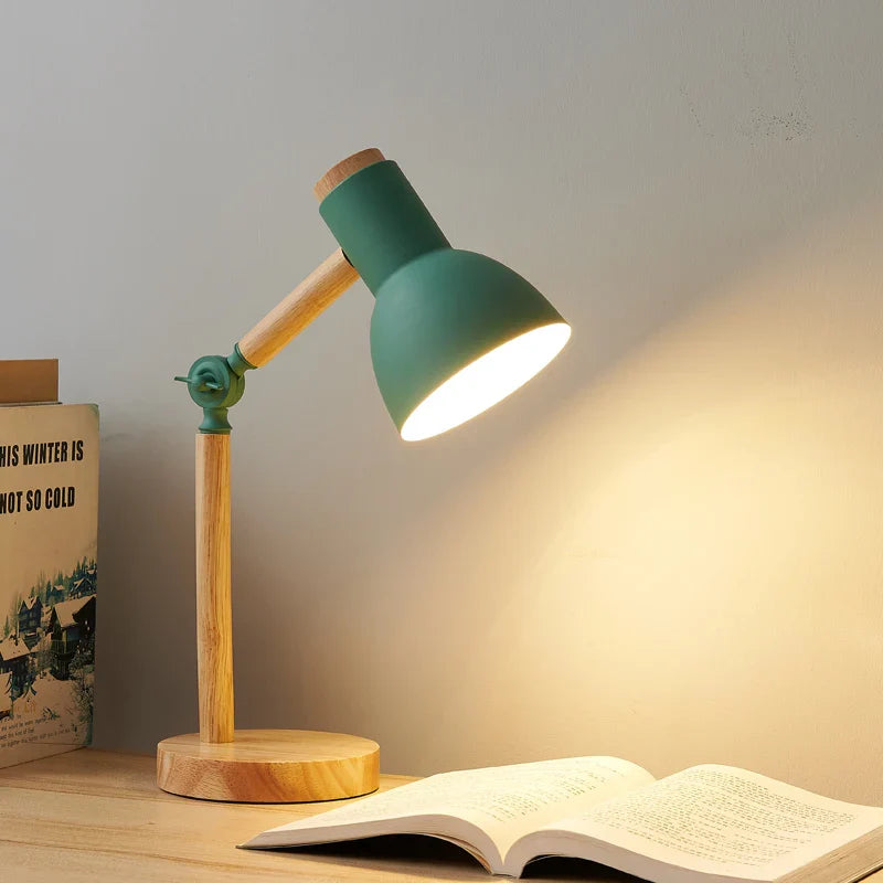 Nordic Desk Lamp | Wooden Adjustable Light – Home Office, Gift