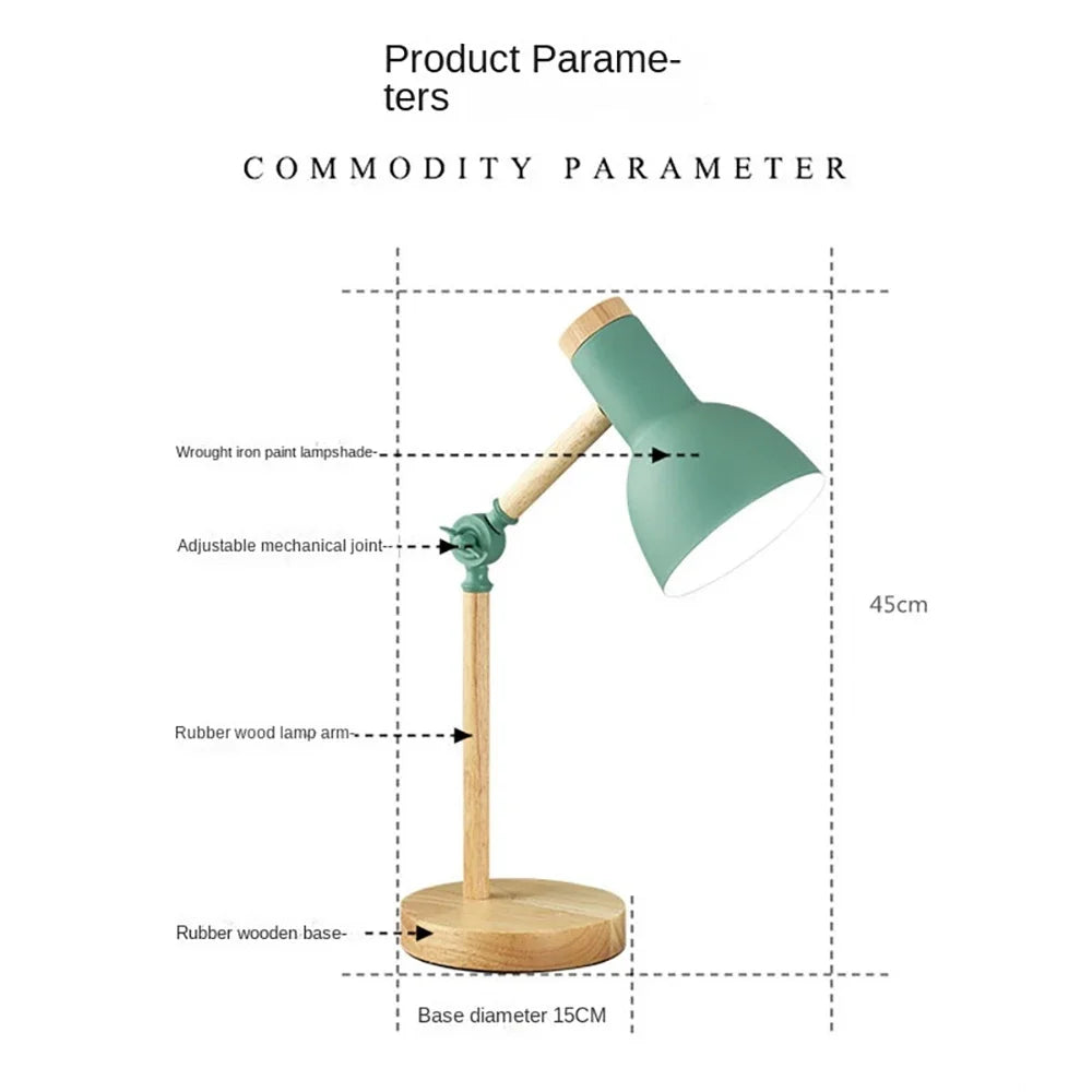 Nordic Desk Lamp | Wooden Adjustable Light – Home Office, Gift