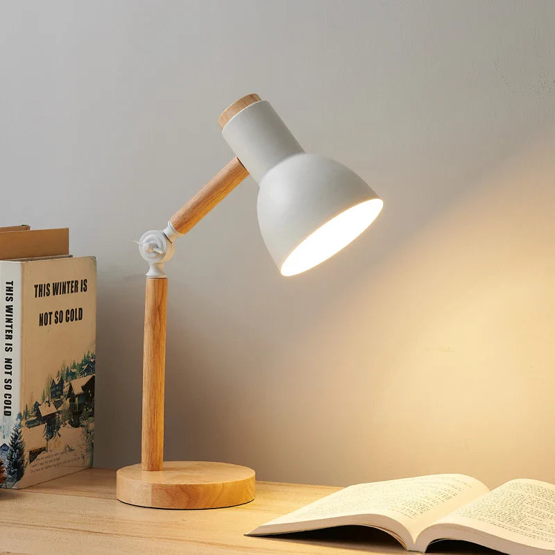 Nordic Desk Lamp | Wooden Adjustable Light – Home Office, Gift
