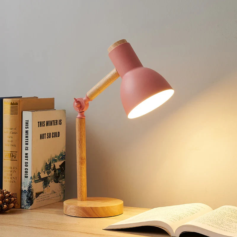 Nordic Desk Lamp | Wooden Adjustable Light – Home Office, Gift