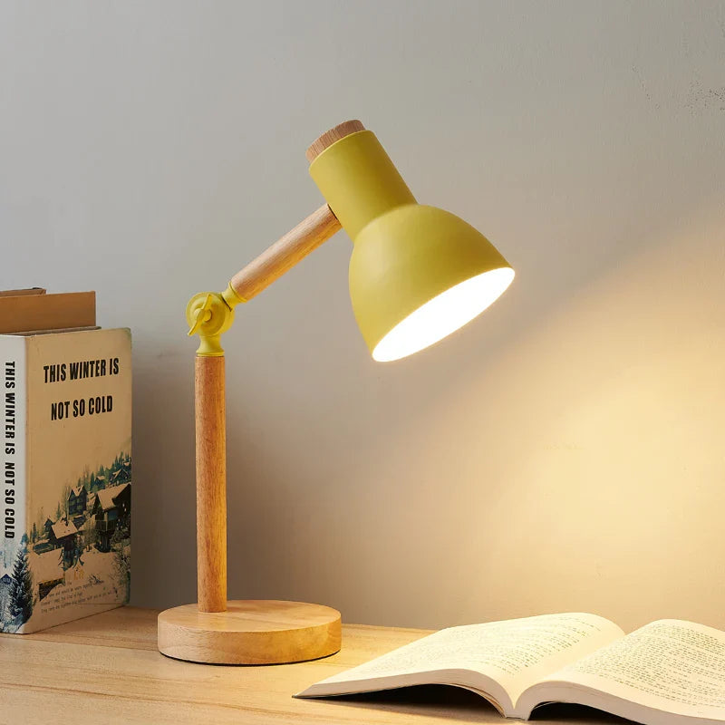 Nordic Desk Lamp | Wooden Adjustable Light – Home Office, Gift