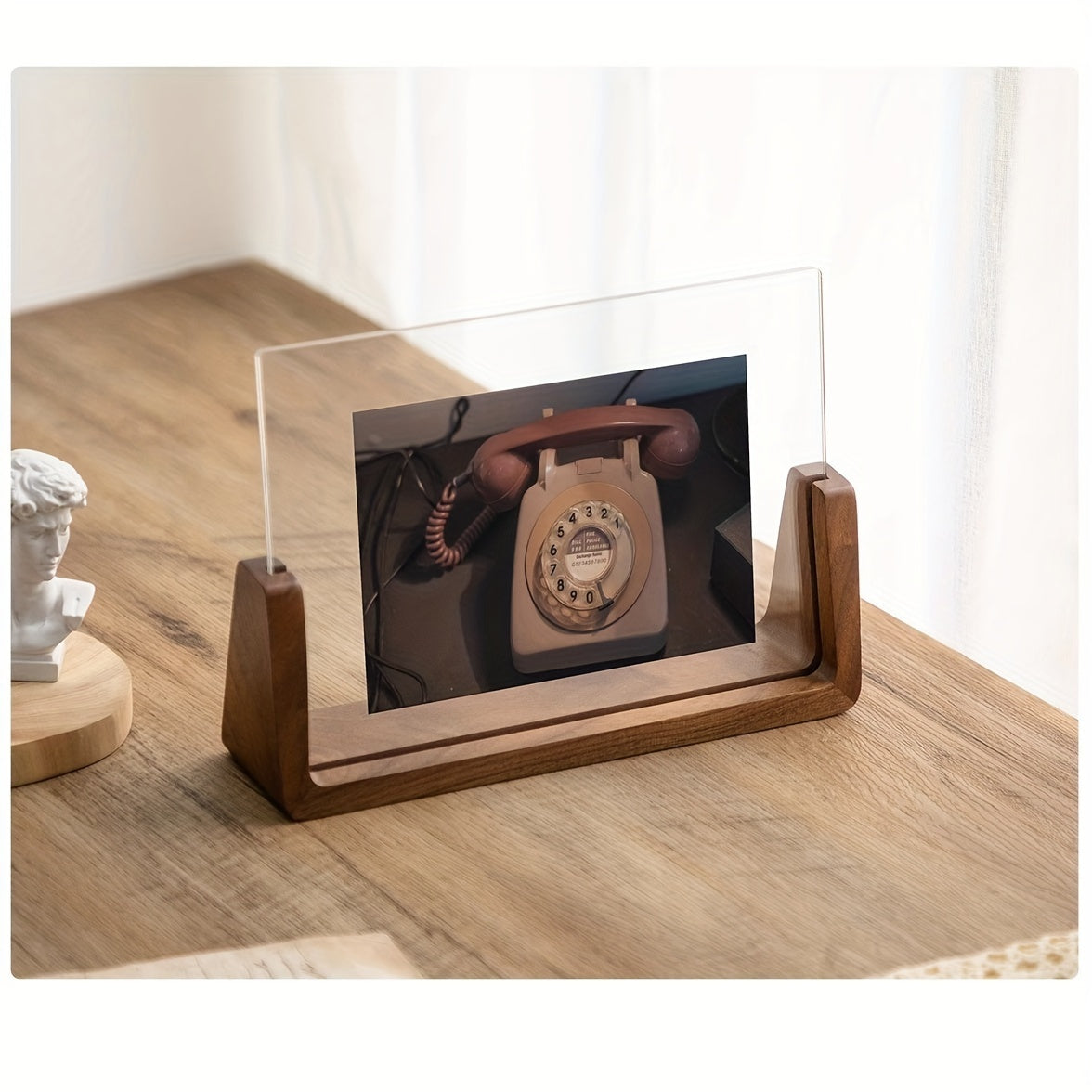 U-Shaped Acrylic & Wood Photo Frame | Modern Minimalist Display – Home Decor, Gift