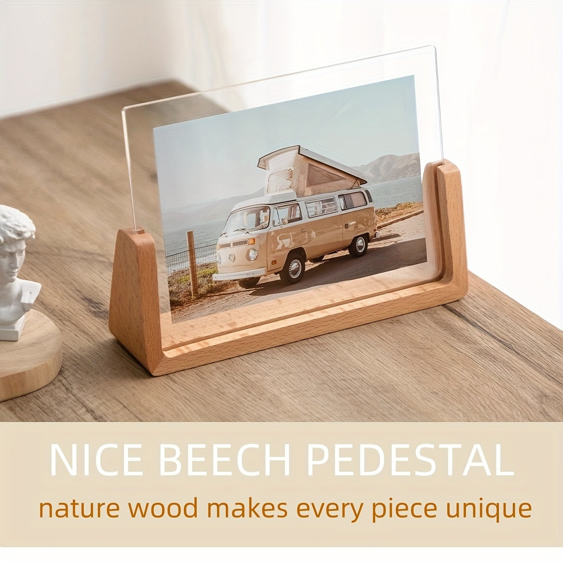 U-Shaped Acrylic & Wood Photo Frame | Modern Minimalist Display – Home Decor, Gift