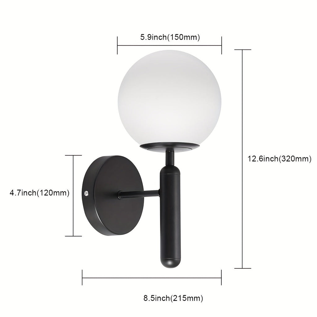 Modern Glass Globe Wall Sconce | Polished Metal Fixture – Home Lighting, Elegant Decor