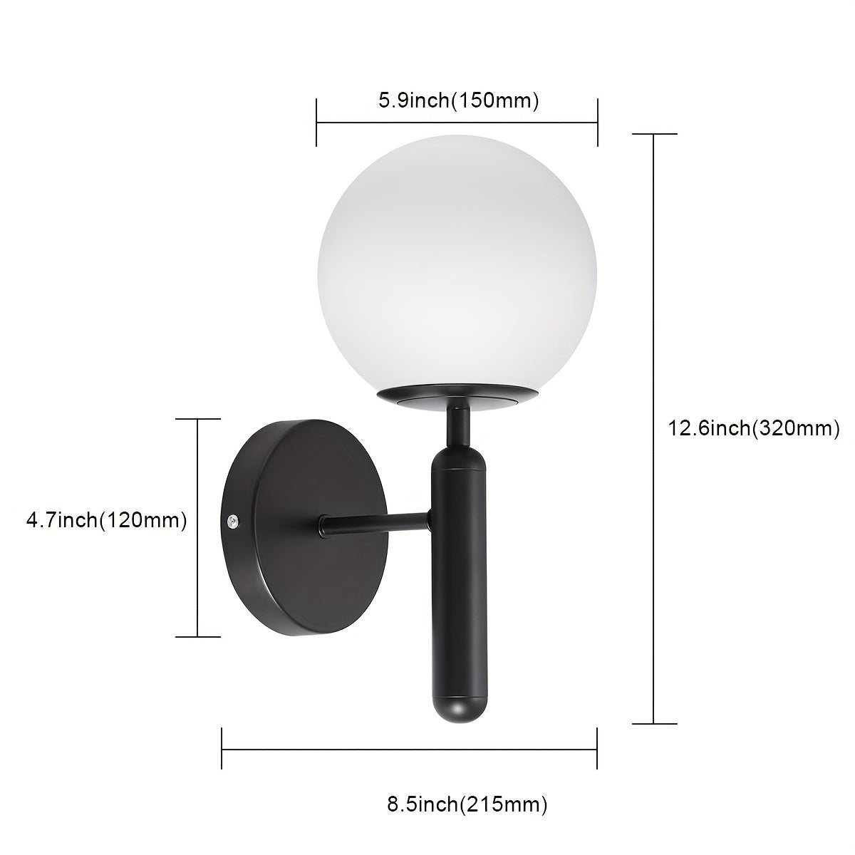Modern Glass Globe Wall Sconce | Polished Metal Fixture – Home Lighting, Elegant Decor