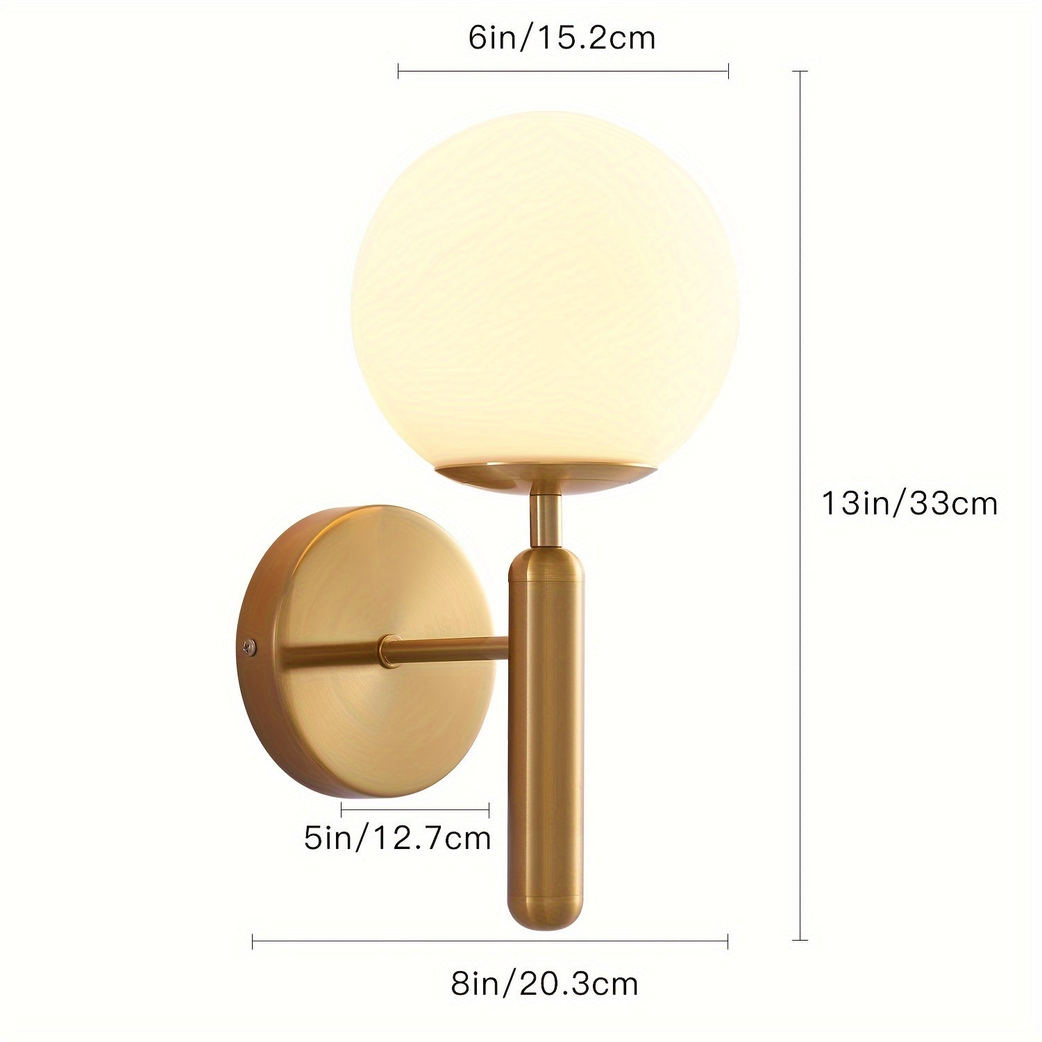 Modern Glass Globe Wall Sconce | Polished Metal Fixture – Home Lighting, Elegant Decor