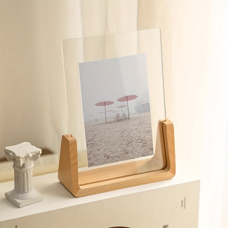 U-Shaped Acrylic & Wood Photo Frame | Modern Minimalist Display – Home Decor, Gift