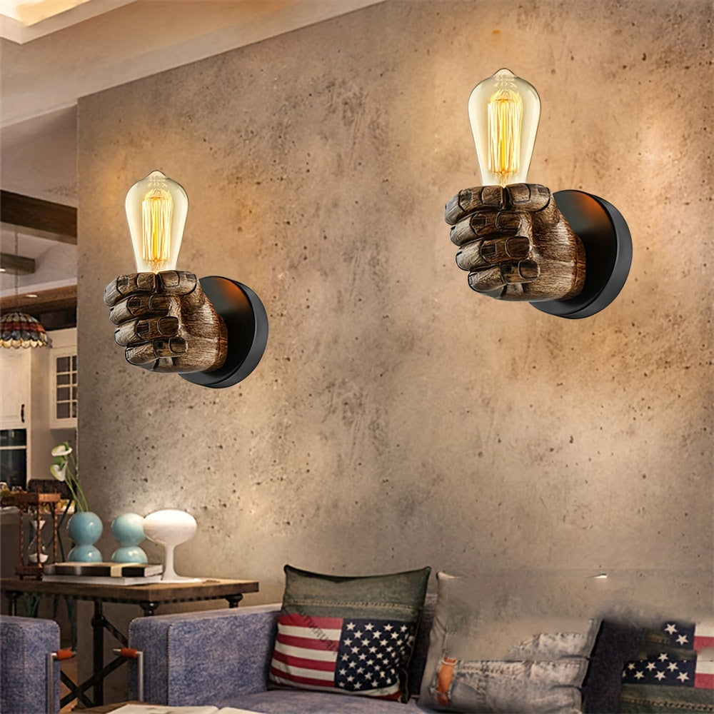 Industrial Hand Wall Lamp Resin E26 Sconce – Home Decor, Ambient Lighting