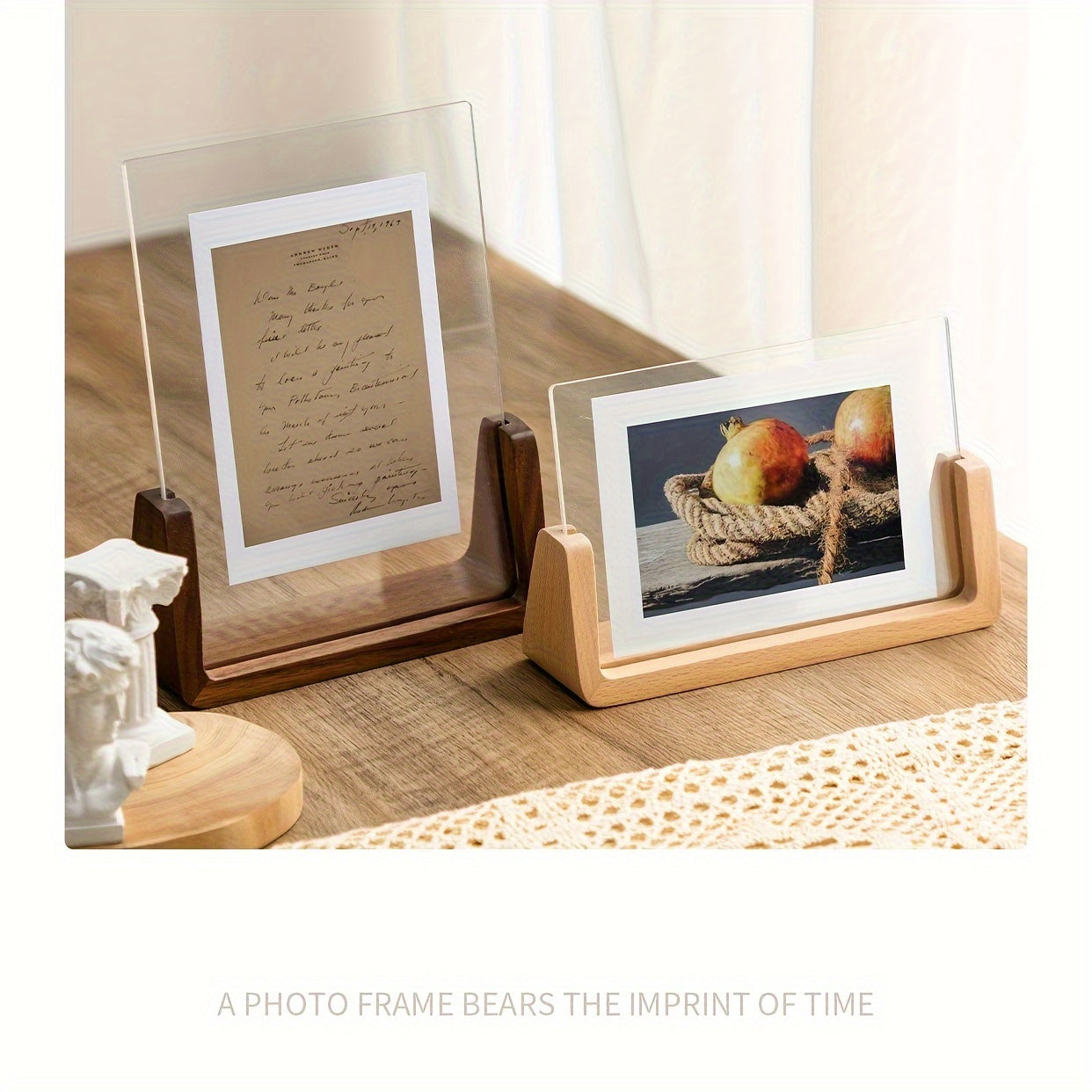 U-Shaped Acrylic & Wood Photo Frame | Modern Minimalist Display – Home Decor, Gift