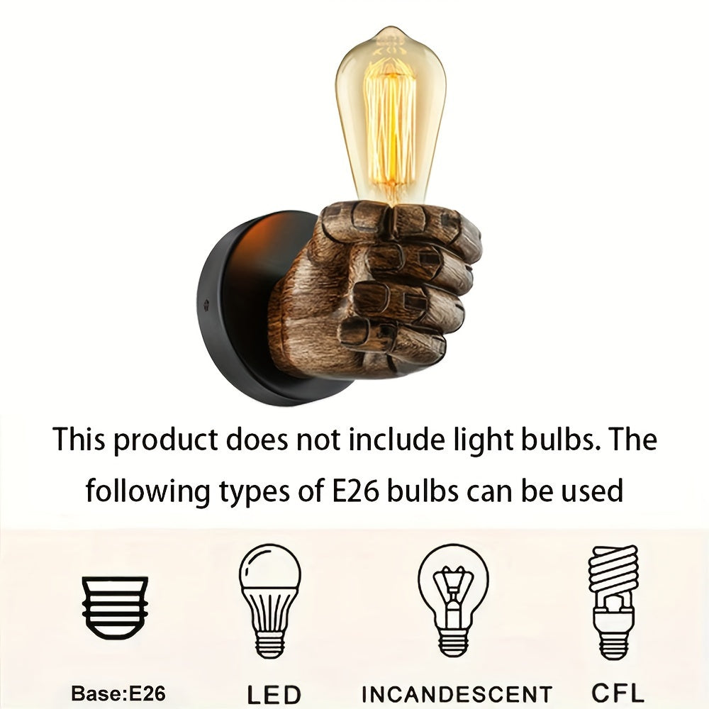 Industrial Hand Wall Lamp Resin E26 Sconce – Home Decor, Ambient Lighting