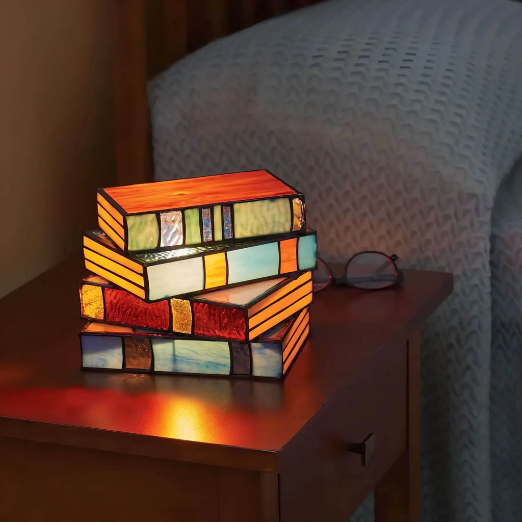 Stained Glass Book Lamp | Handcrafted Art Lighting – Home Decor, Gift