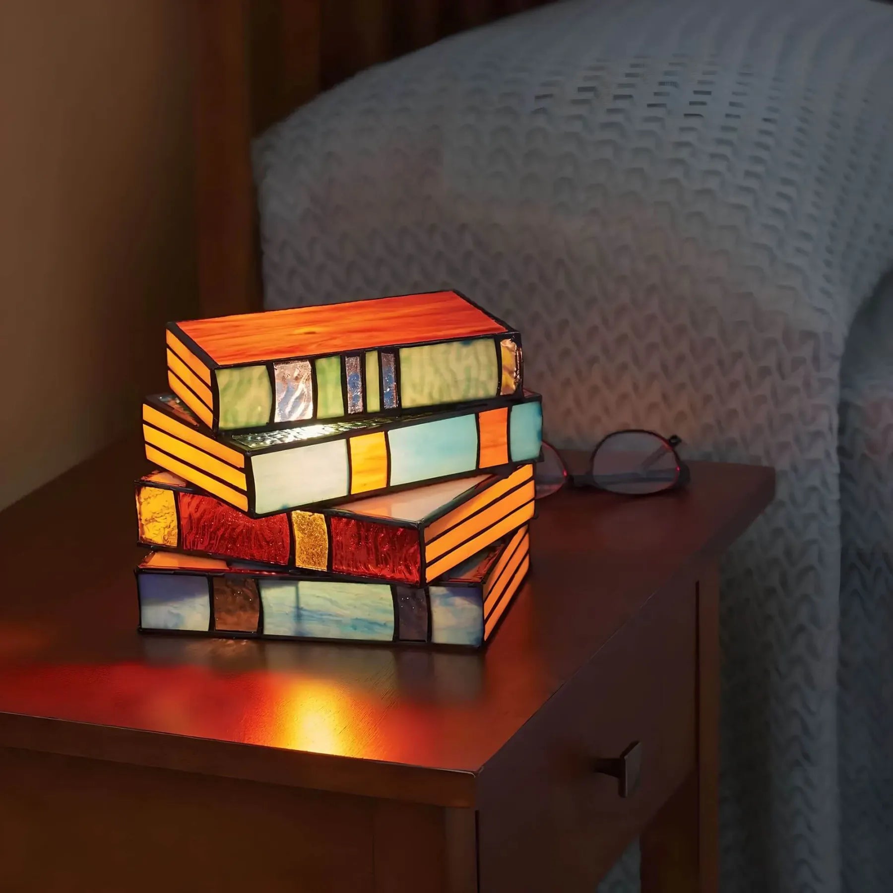 Stained Glass Book Lamp | Handcrafted Art Lighting – Home Decor, Gift