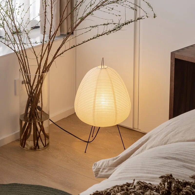Japanese Rice Paper Table Lamp | Minimalist Design – Home Decor, Zen Lighting