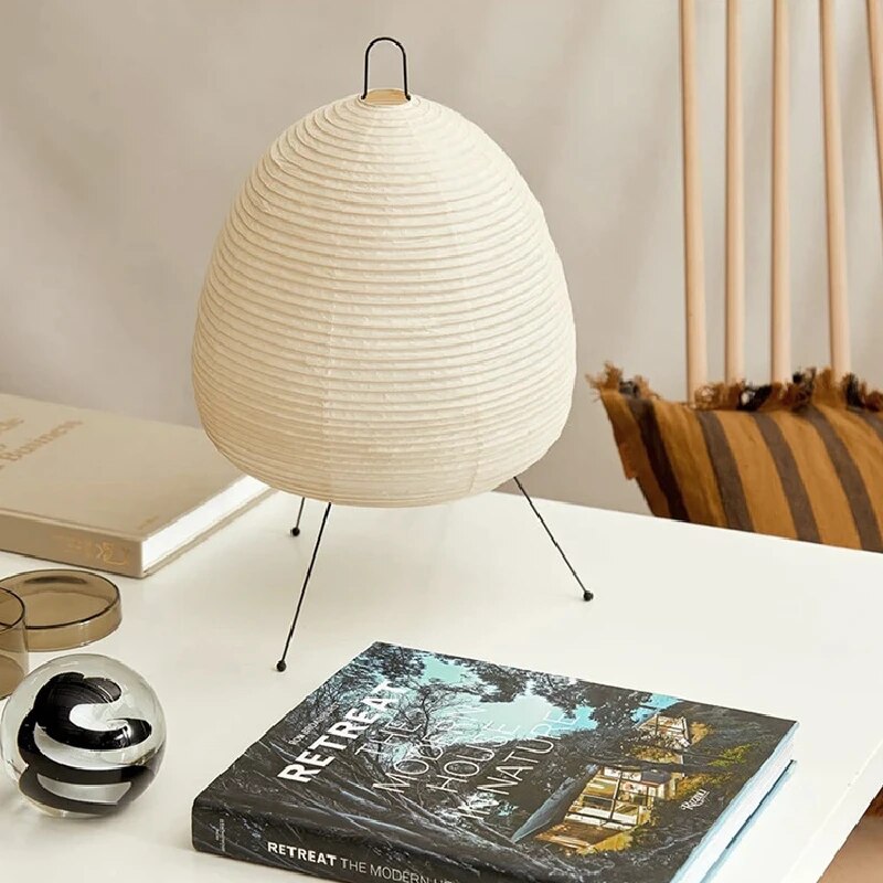 Japanese Rice Paper Table Lamp | Minimalist Design – Home Decor, Zen Lighting