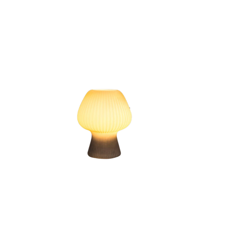Vintage Ribbed Glass Mushroom Bedside Table Lamp – Home Decor, Gift